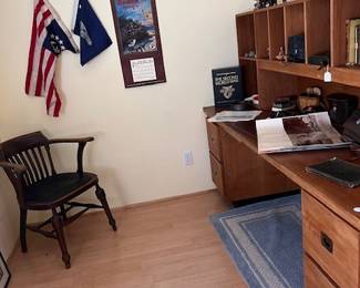 Many interesting objects plus a desk/shelf combination