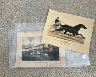 Antique Currier & Ives prints (Occident/A Race On The Mississippi)