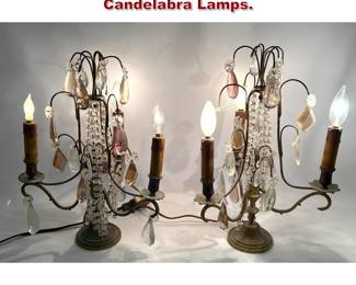 Lot 1649 Pair Antique Crystal Candelabra Lamps. 