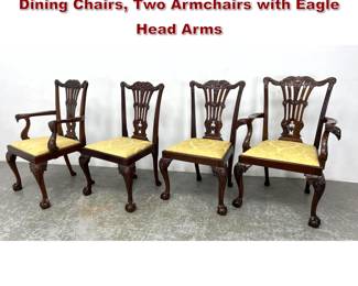 Lot 1655 Set 4 Mahogany Chippendale Dining Chairs, Two Armchairs with Eagle Head Arms