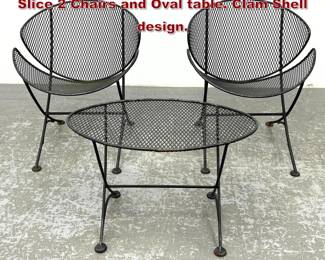 Lot 1537 3pc Maurizio Tempestini Orange Slice 2 Chairs and Oval table. Clam Shell design.