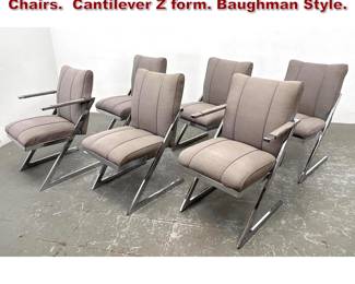 Lot 1570 Set 6 Chrome framed Dining Chairs. Cantilever Z form. Baughman Style. 