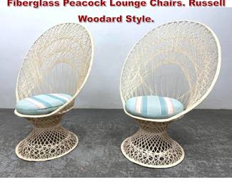 Lot 1511 Pair Mid Century Modern Spun Fiberglass Peacock Lounge Chairs. Russell Woodard Style. 