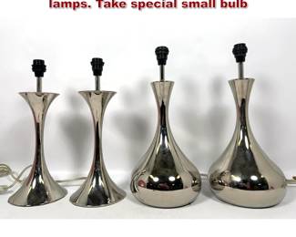 Lot 1396 4pc Phillips and Wood Chrome lamps. Take special small bulb