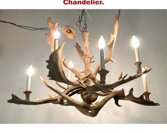 Lot 1646 Designer Elk Antler Hanging Chandelier. 