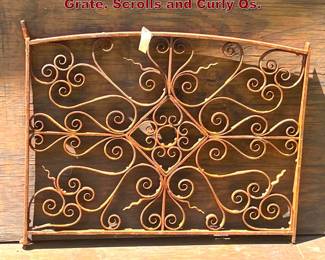 Lot 1451 Vintage Fancy Outdoor Iron Gate Grate. Scrolls and Curly Qs. 