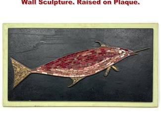 Lot 1419 Brass and ceramic mosaic marlin Wall Sculpture. Raised on Plaque. 