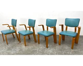 Lot 1348 Set 4 Thonet Bent Ply Arm Chairs. 