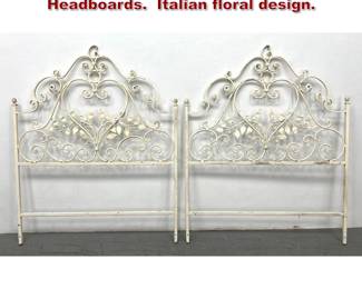 Lot 1482 Pair Wrought Iron Single Headboards. Italian floral design. 