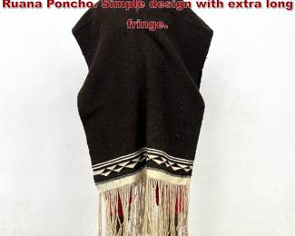 Lot 1631 5 8 X 2 6 Hand woven Textile Ruana Poncho. Simple design with extra long fringe. 