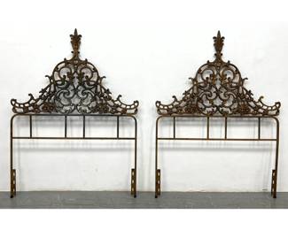 Lot 1660 Pair Fancy Iron Twin Headboards. 