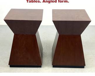 Lot 1588 Pair Corseted Stool Pedestal Tables. Angled form. 
