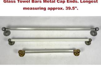 Lot 1751 3 Antique Victorian Architectural Glass Towel Bars Metal Cap Ends. Longest measuring approx. 39.5.
