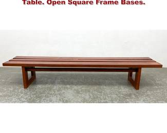 Lot 1322 3 Slat Pine Wood Bench Coffee Table. Open Square Frame Bases. 