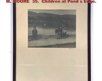 Lot 1770 Vintage 1935 Photograph. Signed M. MOORE 35. Children at Pond s Edge.
