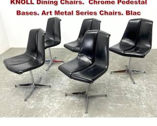 Lot 1201 Set 5 RICHARD SCHULTZ for KNOLL Dining Chairs. Chrome Pedestal Bases. Art Metal Series Chairs. Blac