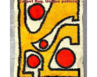 Lot 1306 Vintage Mid Century Modern Shag Carpet Rug. Unique pattern. 