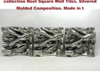 Lot 1369 3 Decorator After Phillips collection Root Square Wall Tiles. Silvered Molded Composition. Made in t