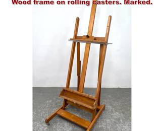 Lot 1639 ANCO BILT Industrial Wood Easel. Wood frame on rolling casters. Marked. 