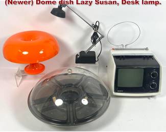 Lot 1767 4pc lot Sony TV, Orange Plastic Newer Dome dish Lazy Susan, Desk lamp.