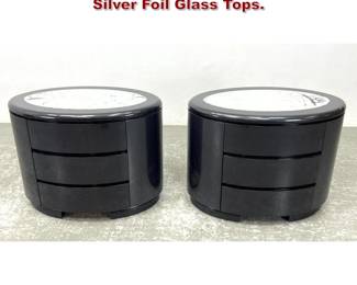 Lot 1327 Pair Italian Oval Side Tables with Silver Foil Glass Tops. 