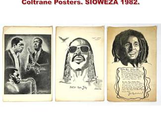 Lot 1264 3pc Lot. Bob Marley Stevie Wonder Coltrane Posters. SIOWEZA 1982.