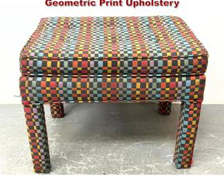 Lot 1376 Parson Ottoman with Psychedelic Geometric Print Upholstery 