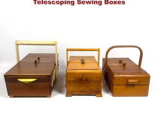 Lot 1752 3pc European Mid Century Wood Telescoping Sewing Boxes