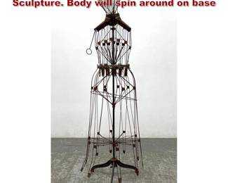 Lot 1455 Industrial Metal Wire Mannequin Sculpture. Body will spin around on base 