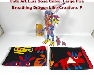 Lot 1768 Oaxacan Wood Carving Alebrije Folk Art Luis Sosa Calvo, Large Fire Breathing Dragon Like Creature. P