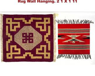 Lot 1647 2pcs Small American Indian Carpet Rug Wall Hanging. 2 1 X 1 11 