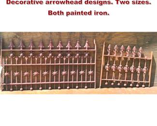 Lot 1454 2pc Vintage Iron Grates. Each with Decorative arrowhead designs. Two sizes. Both painted iron. 