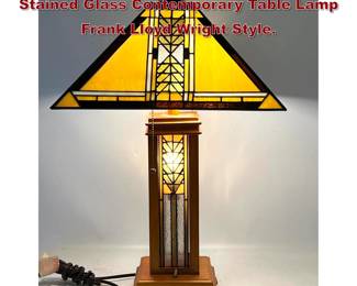 Lot 1597 Arts and Crafts Mission Style Stained Glass Contemporary Table Lamp Frank Lloyd Wright Style. 