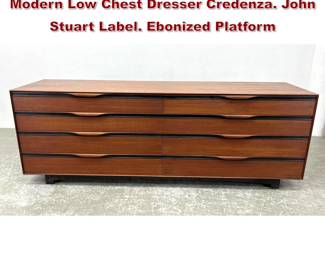 Lot 1368 Glenn of California American Modern Low Chest Dresser Credenza. John Stuart Label. Ebonized Platform