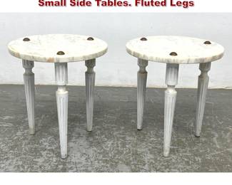 Lot 1277 Pr Painted Spindle Leg Marble Top Small Side Tables. Fluted Legs
