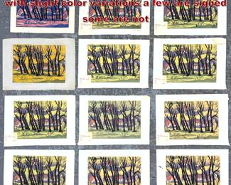 Lot 1258 Set 12 Signed and Titled Prints with slight color variations a few are signed some are not 