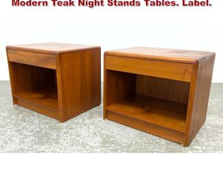 Lot 1272 Pr NORDISK ANDELS Danish Modern Teak Night Stands Tables. Label. 