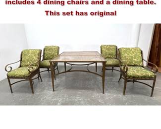 Lot 1552 Aluminum Metal Patio set by Lane includes 4 dining chairs and a dining table. This set has original