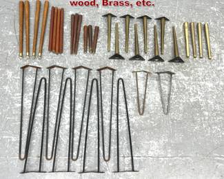 Lot 1734 Lot of 36 table legs. Hairpin Iron, wood, Brass, etc.