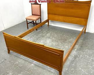 Lot 1604 2pcs Rway Asian Furniture. Bed and Vanity Chair. 