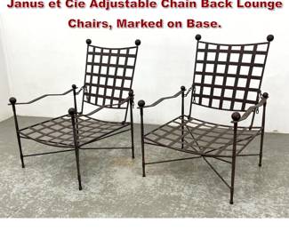 Lot 1536 Pair Mario Papperzini Amalfi for Janus et Cie Adjustable Chain Back Lounge Chairs, Marked on Base.