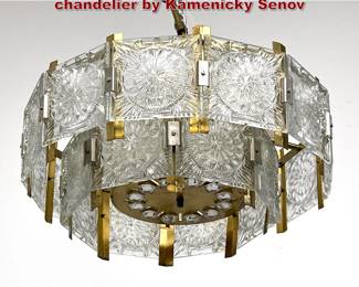 Lot 1229 Midcentury glass and brass chandelier by Kamenicky Senov