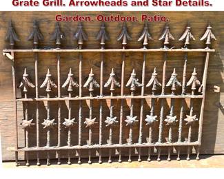 Lot 1452 Antique Ornate Iron Window Gate Grate Grill. Arrowheads and Star Details. Garden. Outdoor. Patio. 