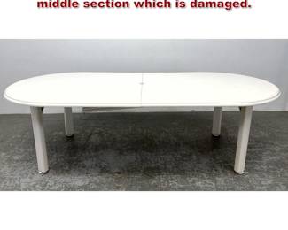 Lot 1513 Large Oval Plastic Patio Table. Pop middle section which is damaged.