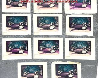 Lot 1259 Set 11 Signed and Titled Prints with slight color variations 