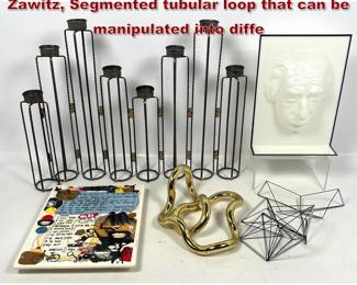 Lot 1708 5pcs Tangle Sculpture by Richard X Zawitz, Segmented tubular loop that can be manipulated into diffe
