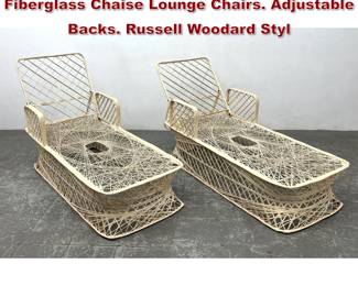 Lot 1521 Pair Mid Century Modern Spun Fiberglass Chaise Lounge Chairs. Adjustable Backs. Russell Woodard Styl