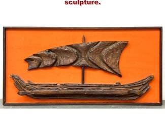 Lot 1428 Witco carved Viking ship wall art sculpture. 