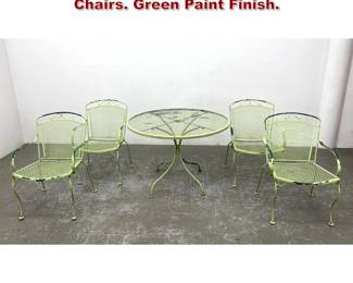 Lot 1472 5pc Metal Outdoor Dining table, 4 Chairs. Green Paint Finish. 