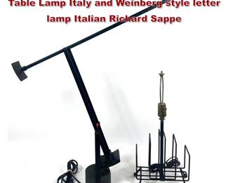 Lot 1717 2Pc Post Modern ARTEMIDE Tizio Table Lamp Italy and Weinberg style letter lamp Italian Richard Sappe